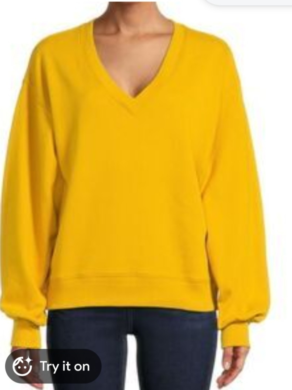 Time and Tru Bright Yellow V-Neck Sweatshirt